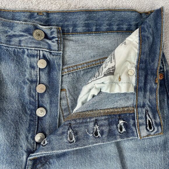 Levi's 501 Big E Straight Leg Premium Jeans Women’s 29 x 32 Destroyed Selvedge - Picture 6 of 16